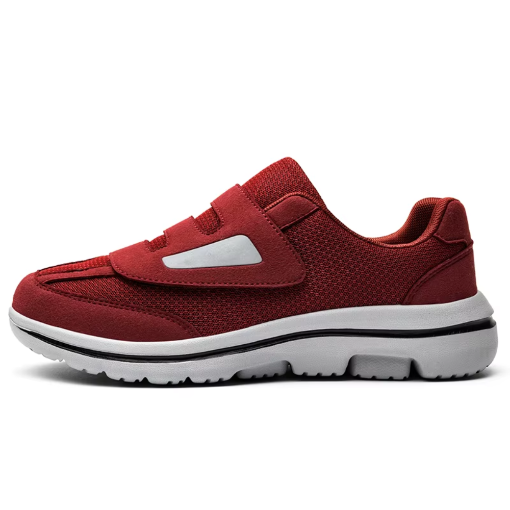 Front view of unisex adjustable Comfort Plus diabetes shoes. Wide fit, hook & loop, perfect for swollen feet.