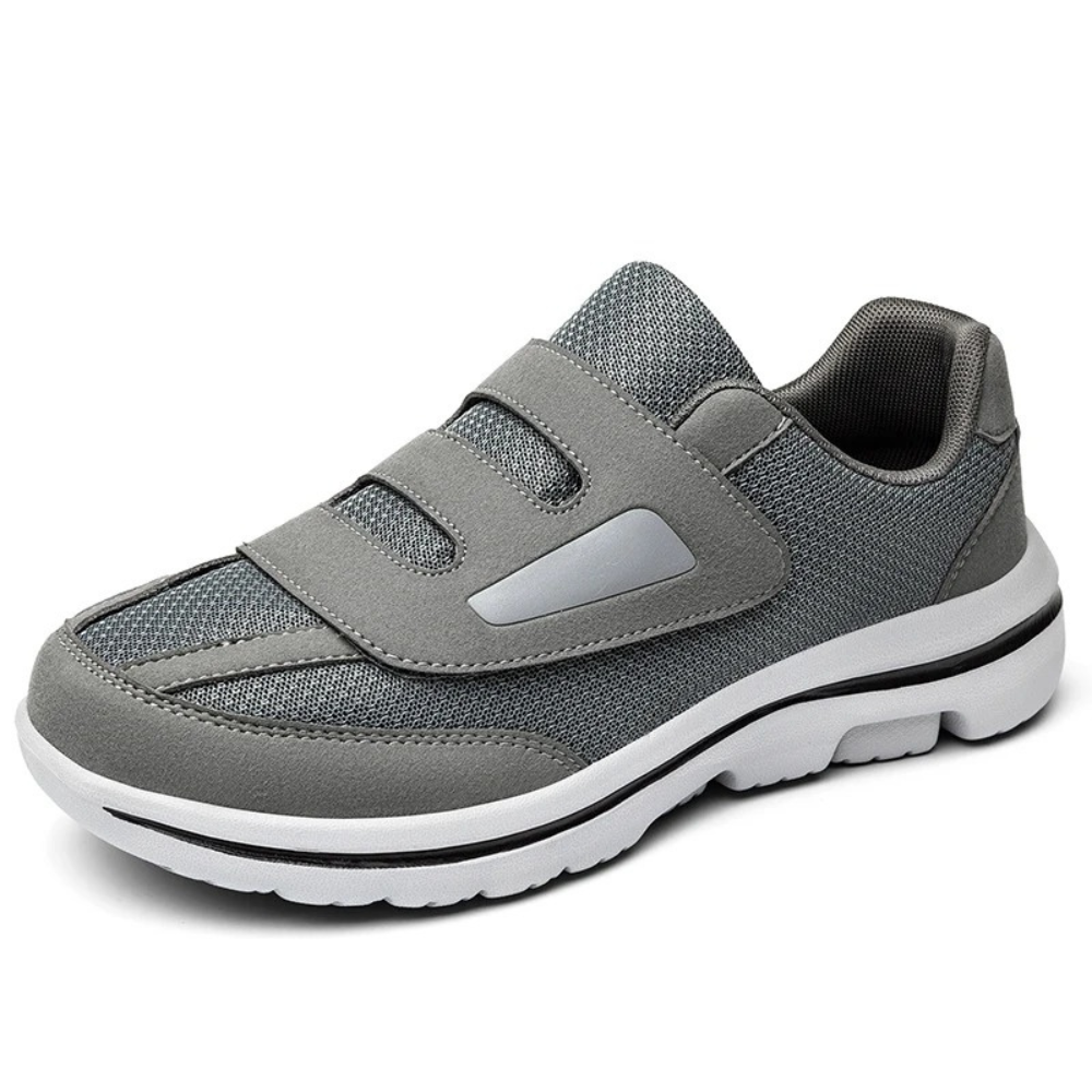 Close-up of soft, breathable unisex diabetes shoes. Adjustable wide fit ensures comfort for swollen feet and daily wear.