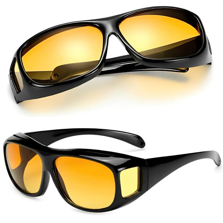 Unisex anti-glare night driving glasses enhancing vision for road safety, front view