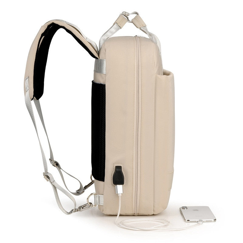 Durable oxford fabric anti-theft backpack, unisex design with secure hidden zippers for peace of mind while traveling.