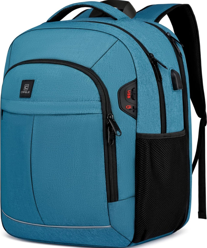 Unisex anti-theft laptop backpack, water-resistant, with USB charging for secure daily commute.