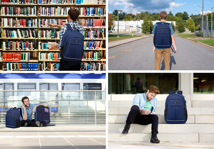 Durable unisex anti-theft laptop backpack, water-resistant fabric, built-in USB charging feature.