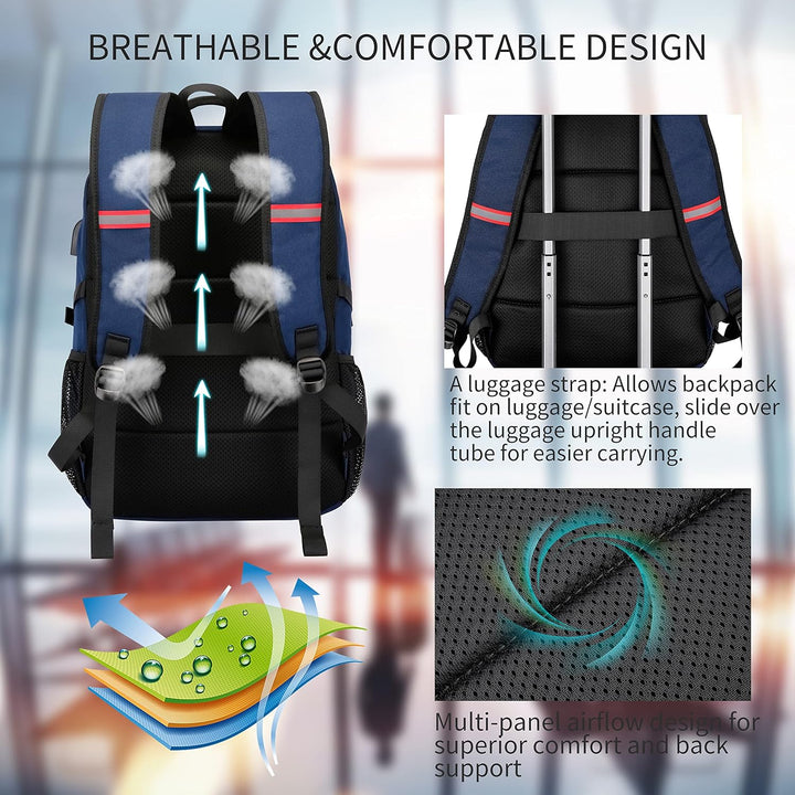 Ergonomic anti-theft laptop backpack, water-resistant, with USB port for comfortable daily use.