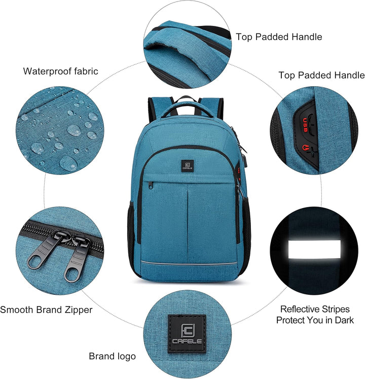 Stylish anti-theft unisex backpack for laptops, water-resistant & USB-ready for urban adventures.