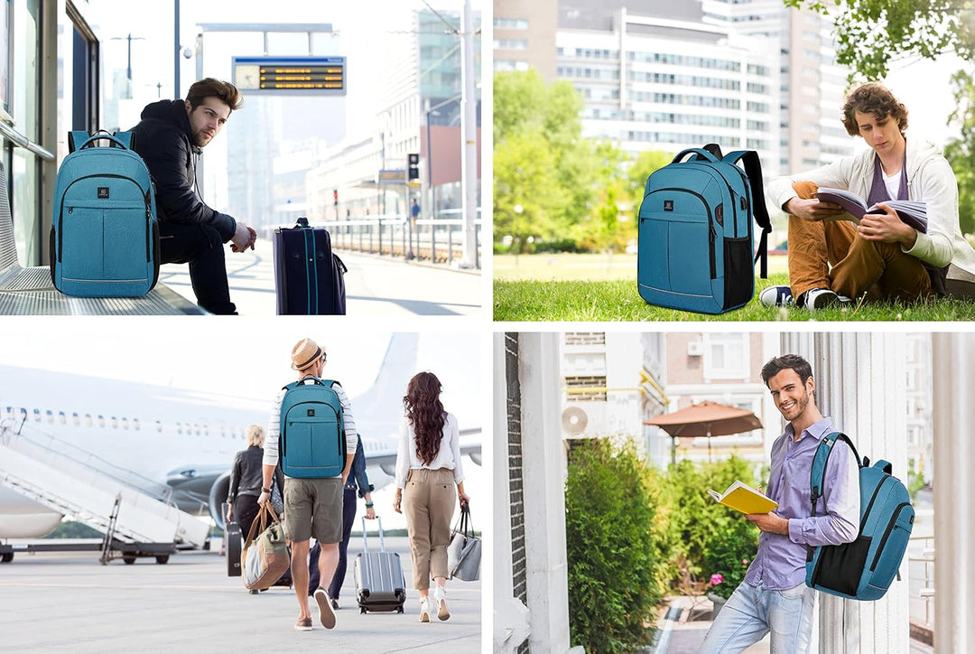 Practical anti-theft laptop backpack for travel, water-resistant, with a built-in USB charging hub.