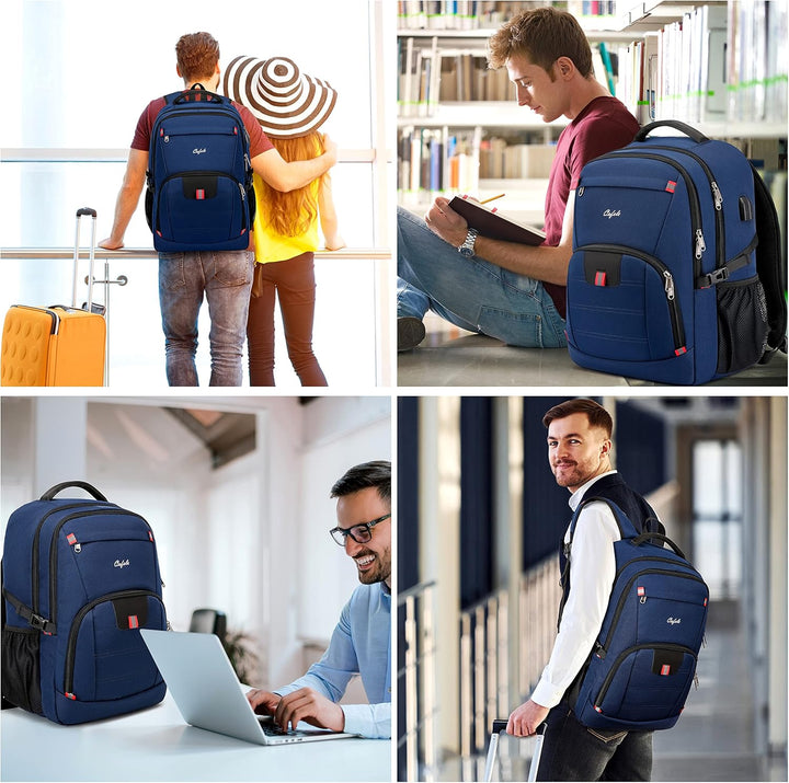 Compact anti-theft laptop backpack, water-resistant, with USB port, perfect for light travel.