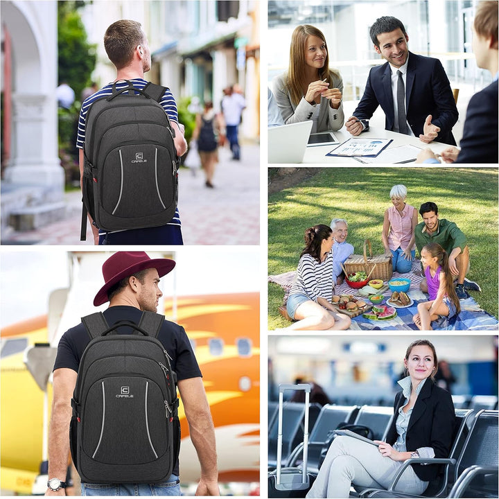 Hands-free anti-theft laptop backpack, water-resistant, USB port for convenient device power.