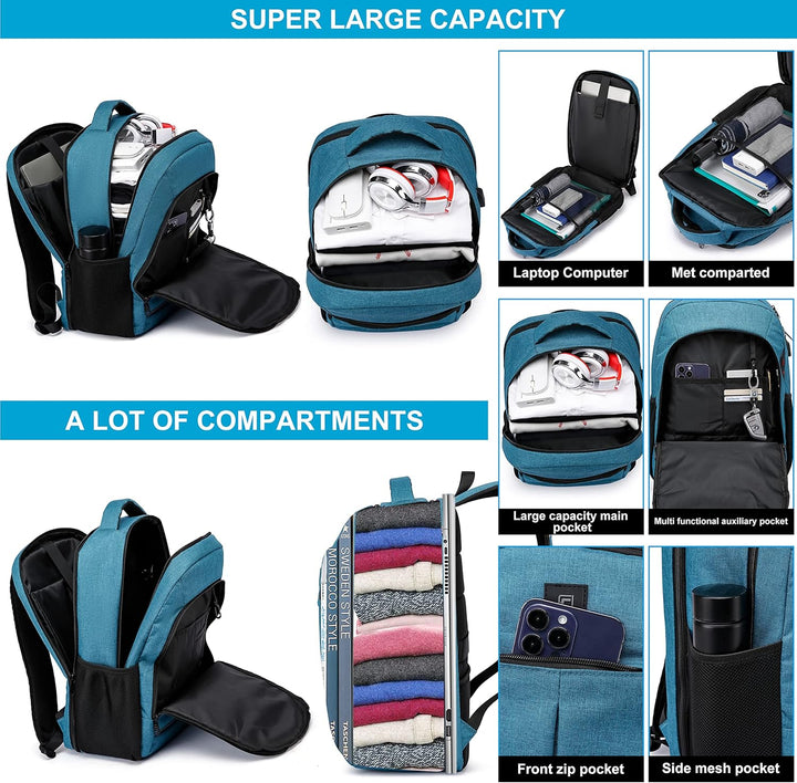 Modern anti-theft work bag with laptop sleeve, water-resistant fabric, and integrated USB port.