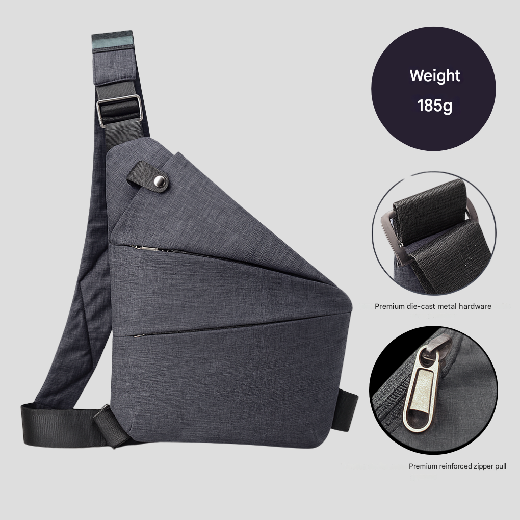 Unisex Anti-Theft Urban Crossbody Bag, black, front view with security features