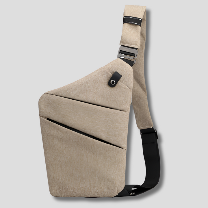 Someone accessing an RFID protected pocket in the Unisex Anti-Theft Crossbody Bag