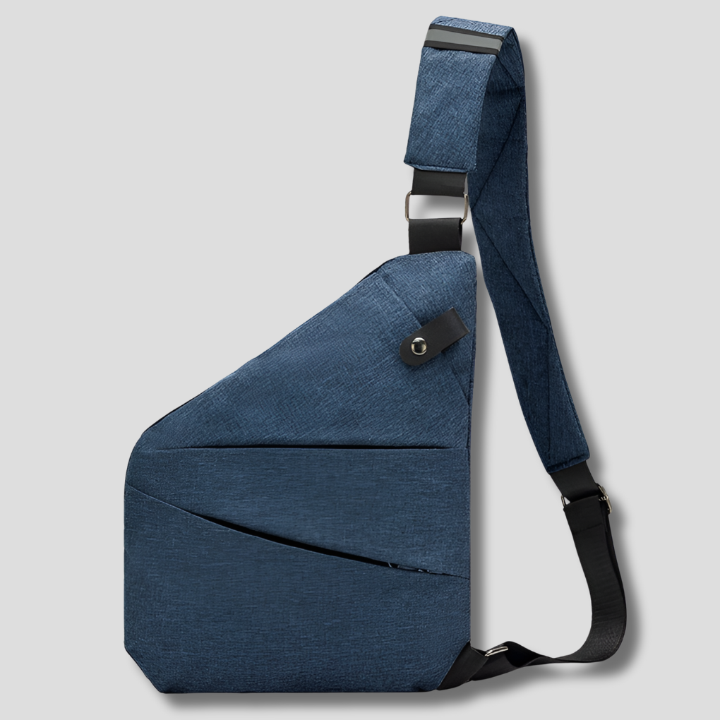 Unisex Anti-Theft Urban Crossbody Bag worn by a person in an urban setting, hands-free