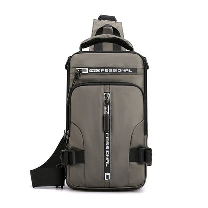 Unisex anti-theft durable backpack with a close-up of the hidden zipper and security features