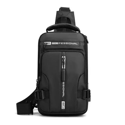 Travel-ready waterproof anti-theft backpack, black, with various pockets for organization
