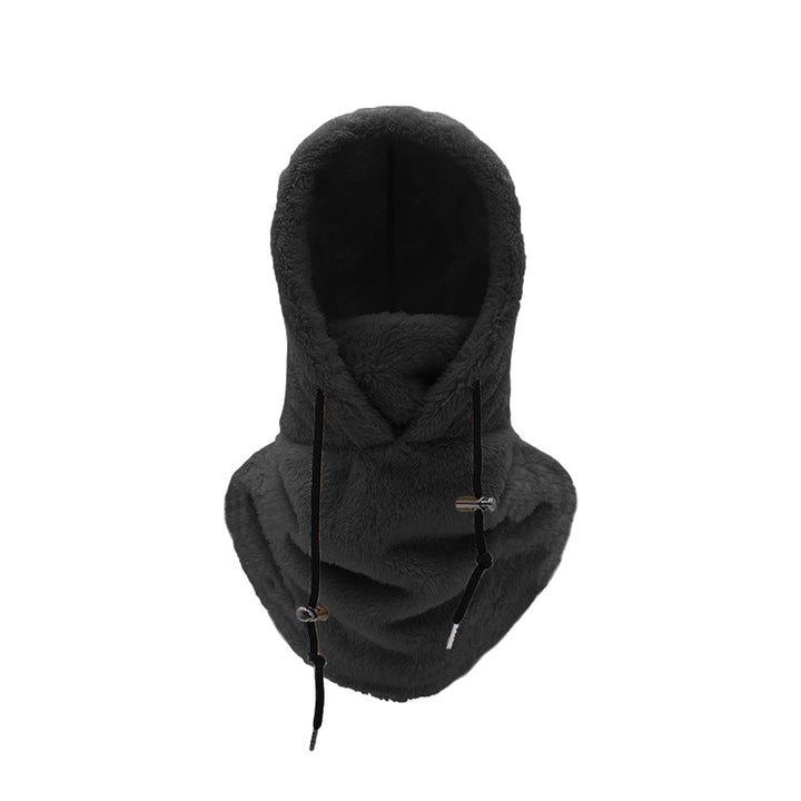 Side profile of a unisex 3-in-1 winter hat, highlighting windproof fleece design & warmth for cold.