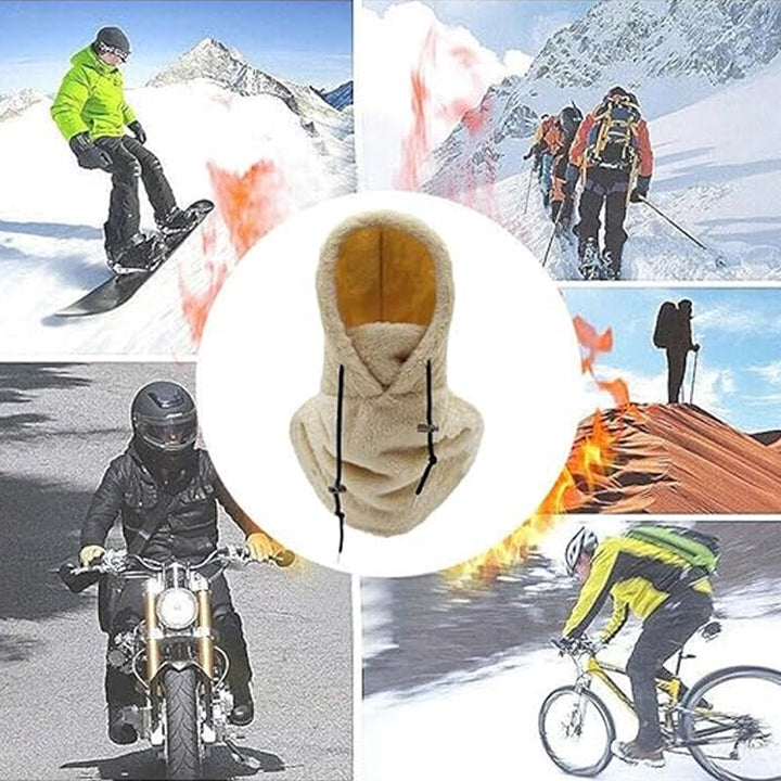 Unisex winter hat worn as a neck warmer, made of warm, windproof fleece for cold weather. ArcticShield.