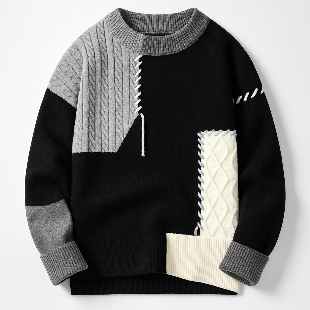Multicolored unisex Arty Patchwork Sweater, ideal for a bold and cozy street style statement.