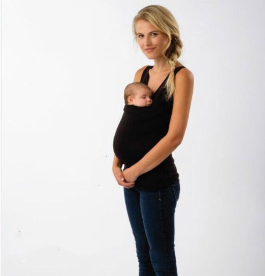Soft unisex baby carrier t-shirt, designed for comfortable hands-free support of newborns and infants. Everyday use.