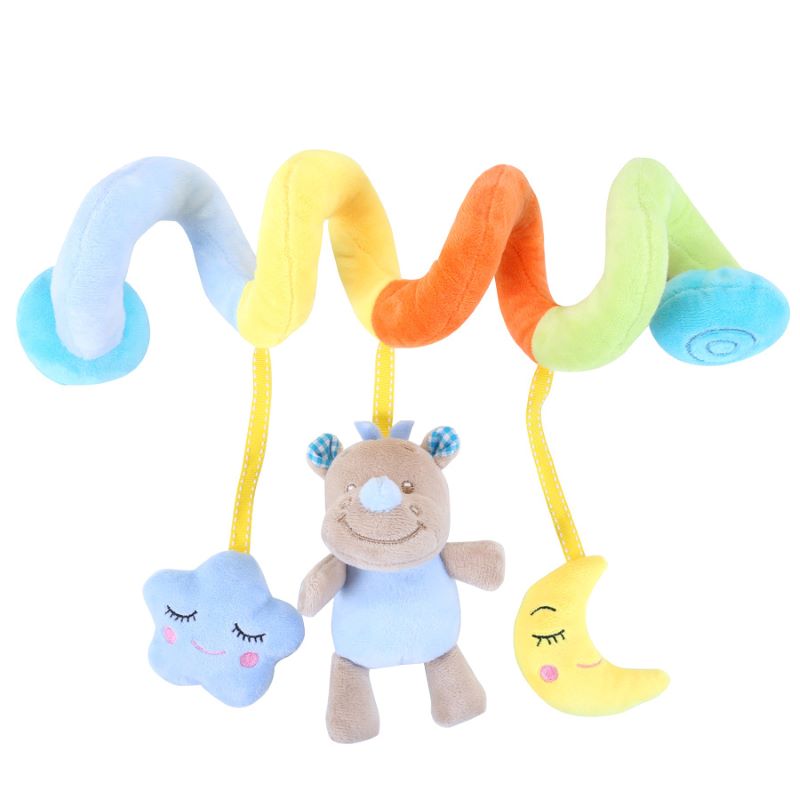 Car seat and crib spiral activity rattle, engaging baby toy for sensory stimulation & fun.