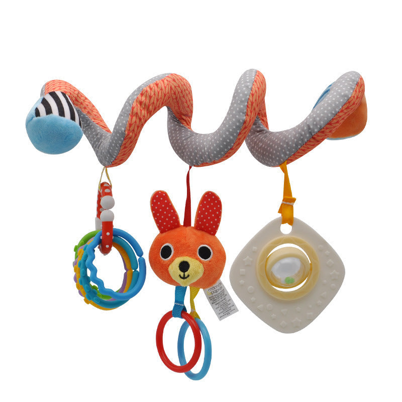Newborn spiral activity rattle, unisex baby hanging toy for crib, car seat, & play arch.