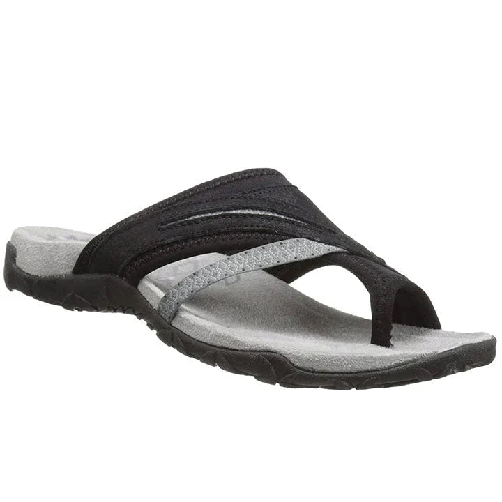 Unisex orthopedic arch support sandals near a swimming pool, ideal beach or casual shoes