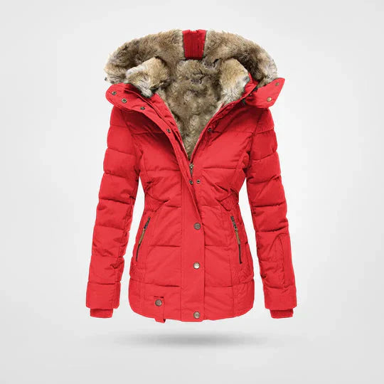 Close-up of a new black water-resistant winter jacket, ideal for cold weather.