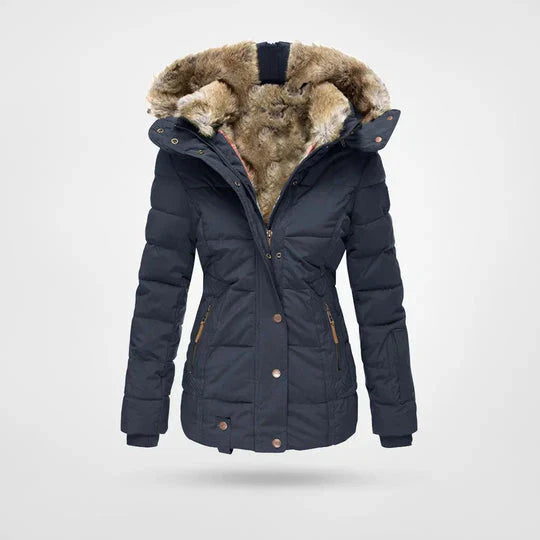 Unisex insulated winter jacket, windproof and water-resistant, made from durable polyester.