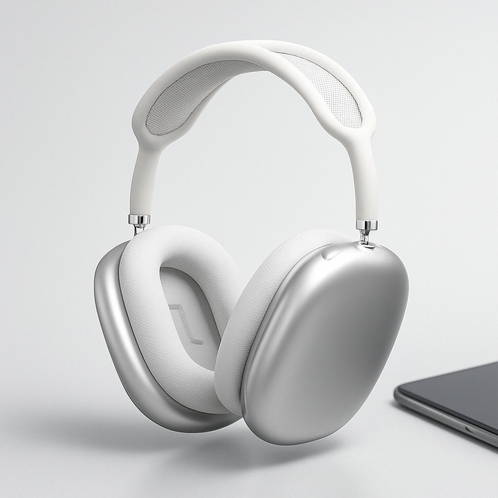 Unisex black wireless Bluetooth noise cancelling over-ear headphones, offering immersive audio & comfort.
