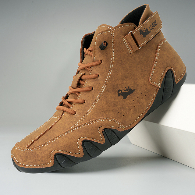 Unisex leather barefoot shoes in a neutral color, perfect for casual natural walking.