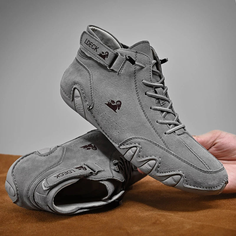 Side view of lightweight leather barefoot shoes for men and women, natural walking.