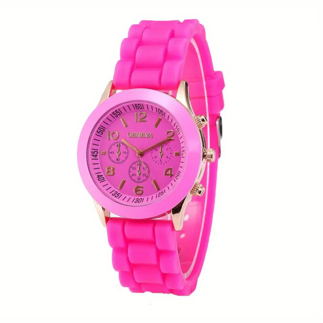 Fashion-forward unisex quartz watch featuring a flexible silicone strap for casual, modern style.
