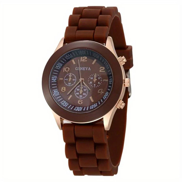 Simple unisex casual quartz watch with a versatile silicone strap, great for any outfit.