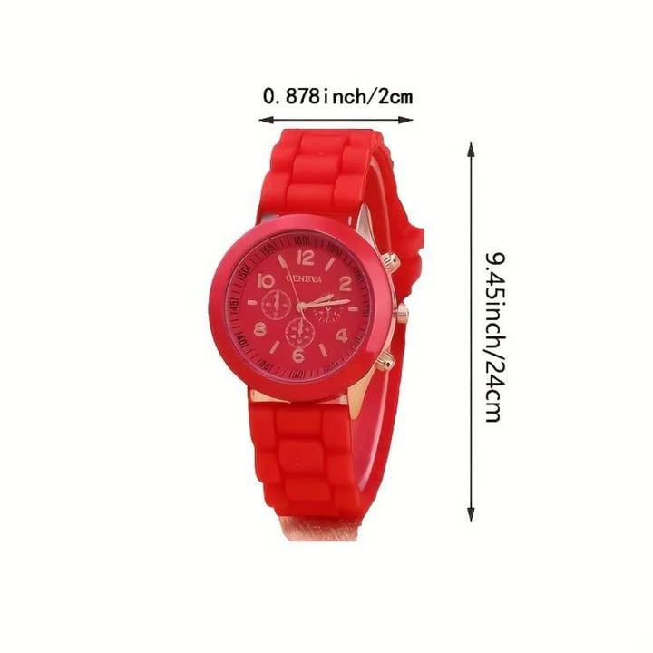 Everyday unisex quartz watch featuring a soft silicone strap for comfortable, casual wear.