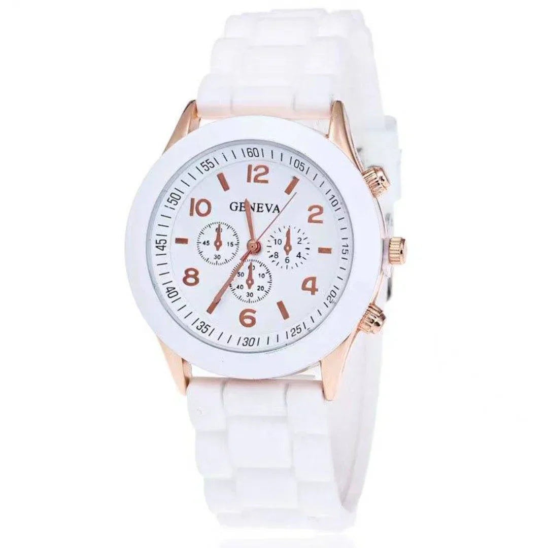 Accurate quartz movement watch, unisex design with a modern silicone strap for casual fashion.