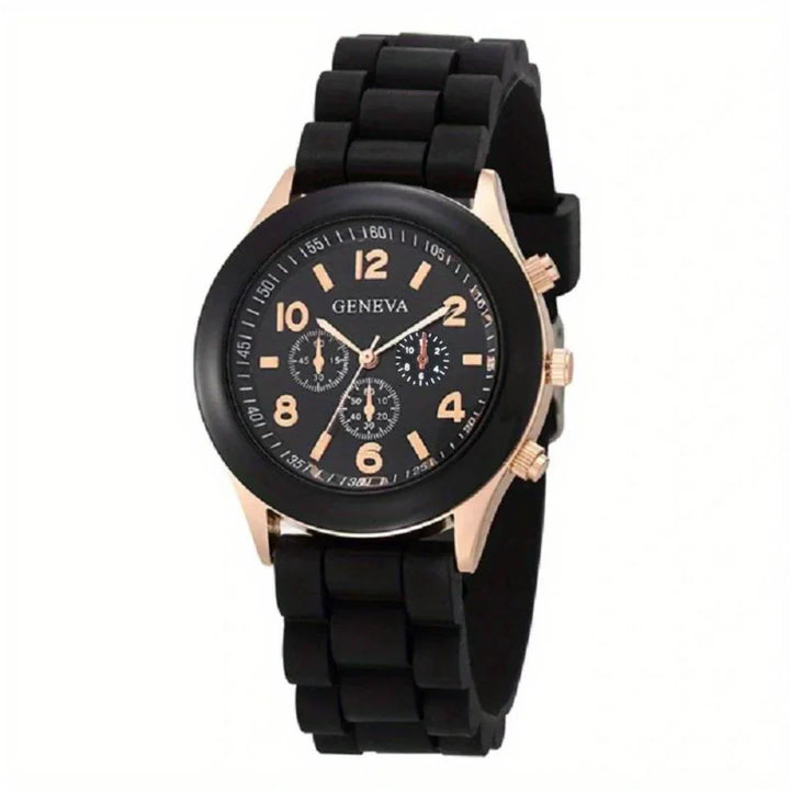 Red silicone strap casual quartz watch, a unisex accessory for a pop of color.