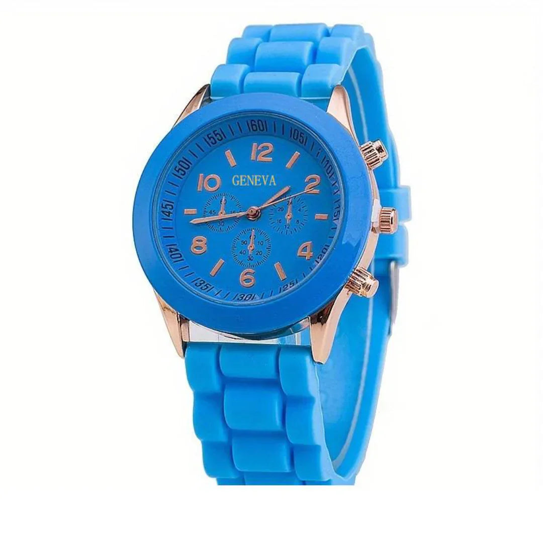 Classic black silicone strap unisex quartz watch, a versatile and stylish casual accessory.