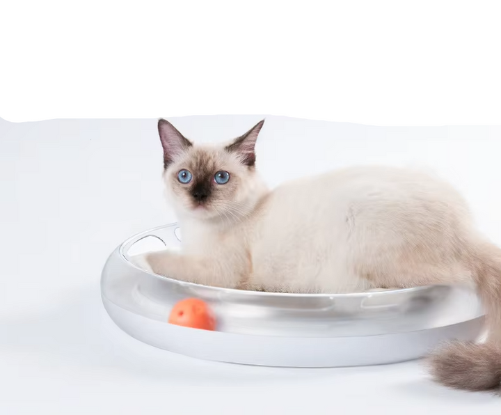 Durable cat scratching board featuring engaging rolling balls, perfect for interactive pet play and claw maintenance.