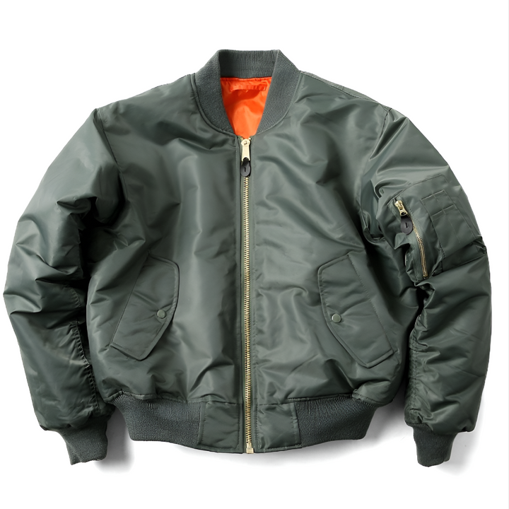 Unisex classic black lightweight bomber jacket, wind resistant, perfect for fall and spring casual outings.