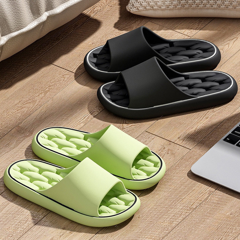 Soft cushioned unisex slippers, quick-dry & ergonomic. Perfect comfort slides for foot relief.