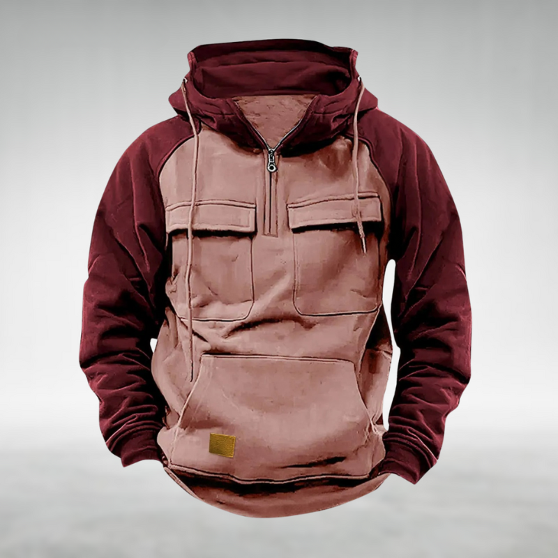 Warm color block unisex hoodie, ideal for winter outerwear and comfort