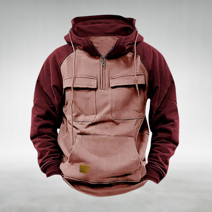 Warm color block unisex hoodie, ideal for winter outerwear and comfort