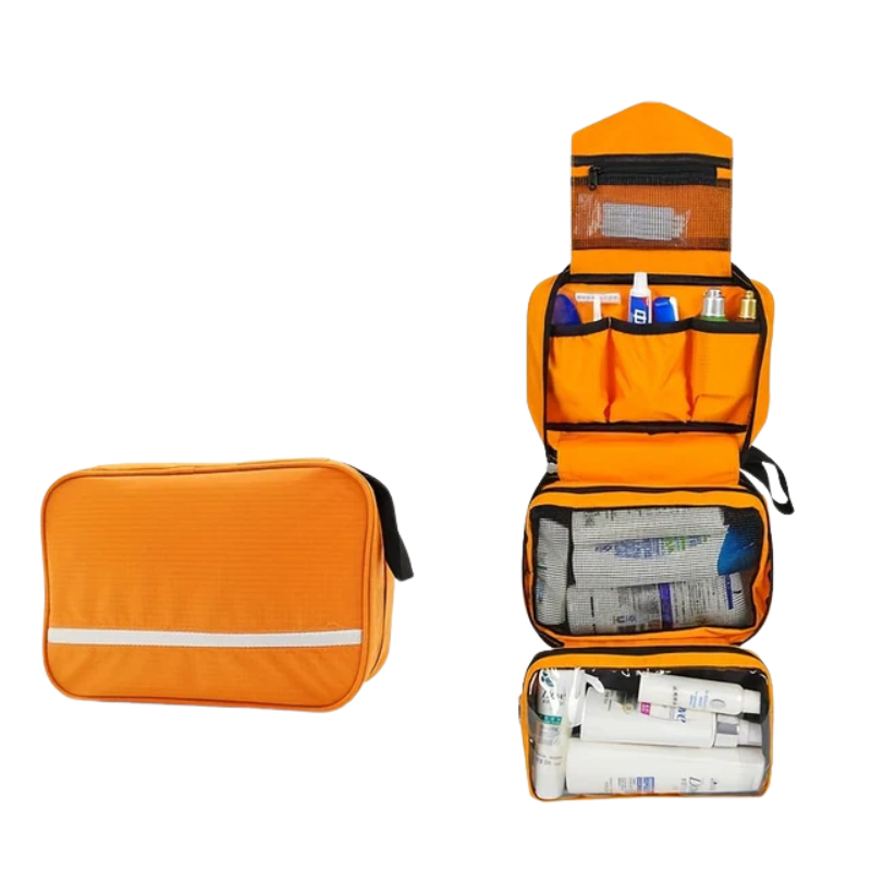 Sleek, compact unisex toiletry travel organizer bag, ready for any trip or gym.