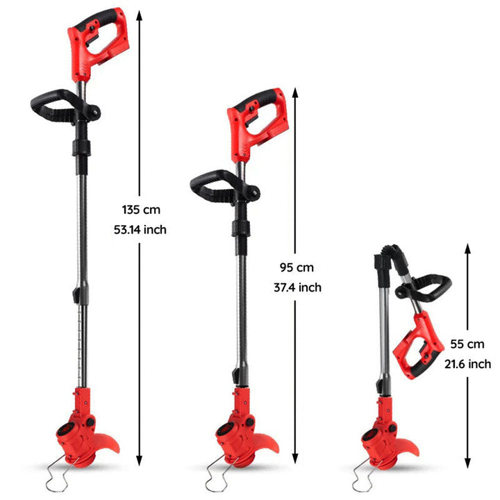Adjustable cordless grass trimmer, a precise garden tool for lawn trimming.