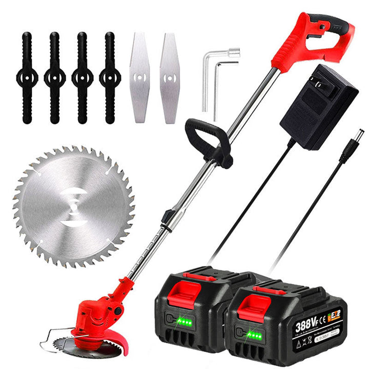 Powerful cordless electric weed eater for efficient lawn and garden trimming.