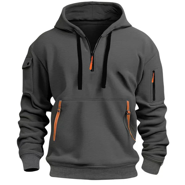 Unisex warm red hoodie, great for a comfortable, laid-back streetwear look, with a spacious pocket.