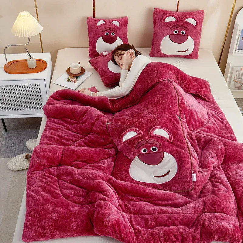 Versatile plush throw blanket & cushion set, adding cozy comfort and style to any room in your home.