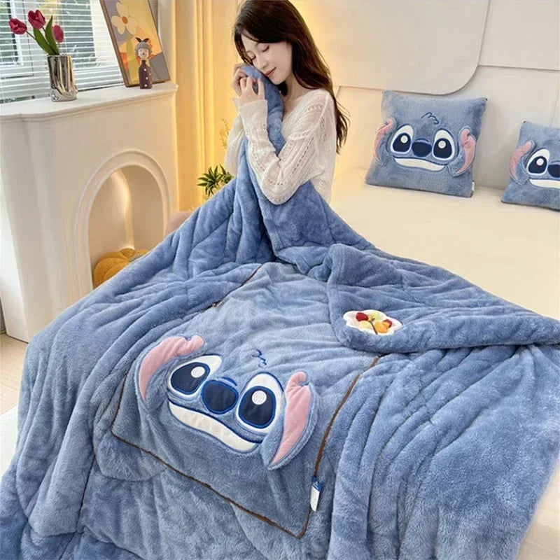 Snuggle-up with this cuddly throw blanket & cushion set, enhancing warmth & comfort in your living room.