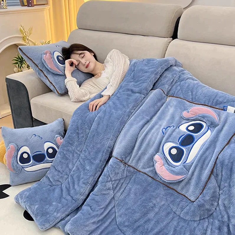 Stylish plush blanket & cushion set, a cozy addition to any home decor, perfect for bedding or sofa.
