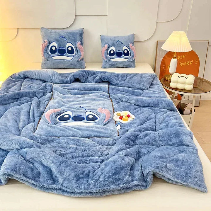 Complete comfort set: soft plush throw blanket and matching cushion for a cozy, inviting home.