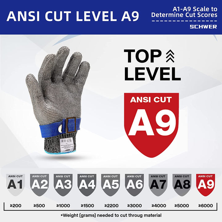 Protect hands with this stainless steel cut-resistant glove for meat processing & oyster shucking.