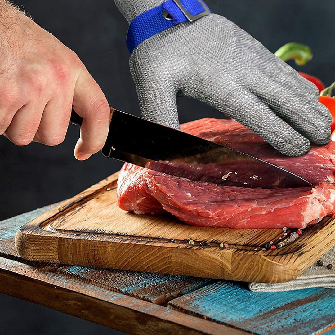 Cut-resistant safety glove for oyster shucking, providing superior hand protection.